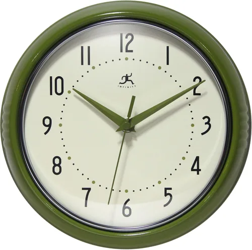 Miniatura 9 de Infinity Instruments Reloj de pared retro de 9 pulgadas, barrido silencioso, sin tictac, moderno, de mediados de siglo, para cocina, comedor