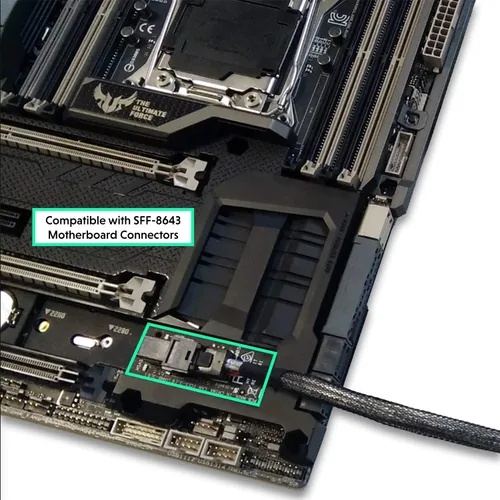 Miniatura 3 de LINKUP - Cable interno U.2 de 16G (85Ω 85ohm PCIe Gen 4 Mini SAS HD a U.2/SFF-8643 a SFF-8639) con alimentación SATA - 2.0 ft/2 pies