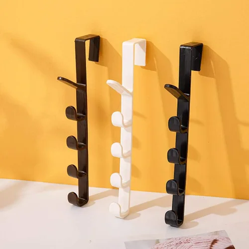 Miniatura 8 de TOPINCN Ganchos de puerta, paquete de 2, 10.9 in, material ABS para colgar en la puerta con 5 ganchos, colgador sobre la puerta (negro)