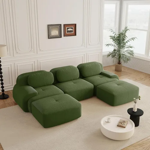 Miniatura 36 de Sofás modulares sin hueso de 152.8 pulgadas para sala de estar, sofá modular con diván en forma de L, cómodo asiento profundo tapizado de tela