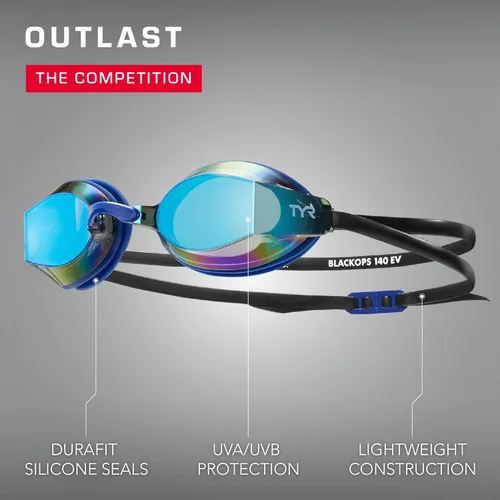 Miniatura 7 de TYR Blackops 140 EV Racing - Gafas de natación competitivas para hombres y mujeres, antivaho Espejo - Oro/Azul marino