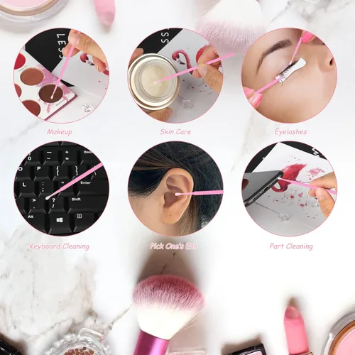 Miniatura 5 de G2PLUS 500 PIEZAS Hisopos de Algodón, Cepillos Aplicadores Micro Desechables para Maquillaje y Cuidado Personal, Hisopos Micro para Extensiones