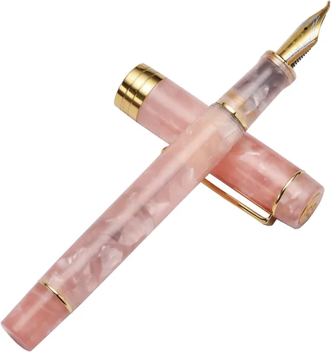 Miniatura 28 de Jinhao 100 - Pluma estilográfica de estilo clásico en celuloide, instrumento de escritura suave con punta #6, juego de pluma con convertidor