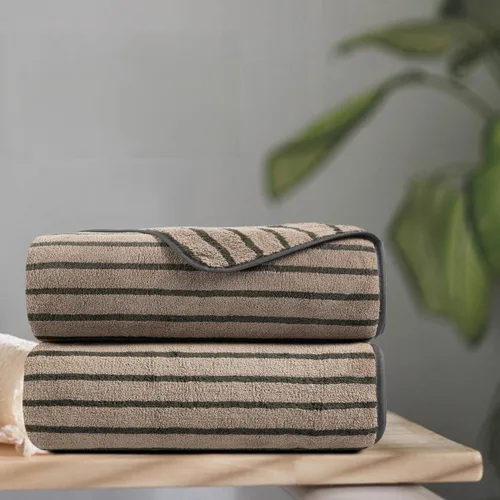 Miniatura 41 de Juego de 8 toallas de baño grandes a rayas estilo cabana color verde militar - Sábana de baño extragrande - 2 toallas de baño, 2 toallas de mano, 4