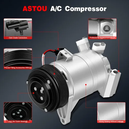 Miniatura 4 de Compresor de CA compatible con 3.5L para Nissan para Maxima para Pathfinder para Murano para Quest 2009-2015 Compresor de aire acondicionado