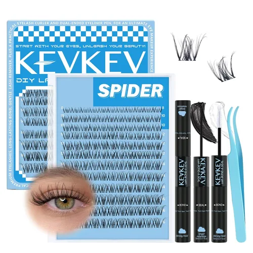Miniatura 19 de KEVKEV Racimos de pestañas 144 unidades, racimos de pestañas naturales tenues, extensión de pestañas de banda fina y suave, mezcla de longitudes