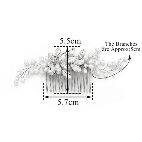 Miniatura 5 de GORAIS Peine para el cabello de boda Rhinestone Accesorios para el cabello nupcial Piezas de pelo de perlas