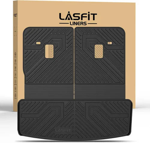 Miniatura 39 de LASFIT Juego completo de tapetes de elastómero termoplástico para todo tipo de clima de ajuste personalizado para automóviles, de 1ª y 2ª fila, 3
