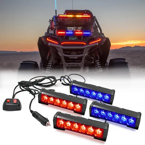 Miniatura 10 de 2 x 6 LED con 9 modos de advertencia para el tráfico - Luces estroboscópicas impermeables para auto, para interior, techo, salpicaderas, parabrisas