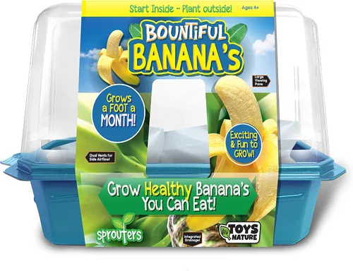 Toys by Nature - Terrario de brotes de plátanos para interiores, suministros completos para cultivar mini plátanos comestibles en casa, las plantas