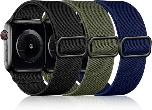 Miniatura 13 de DaQin Paquete de 3 correas elásticas Solo Loop compatibles con Apple Watch de 1.654 pulgadas, 1.614 pulgadas, 1.575 pulgadas, 1.496 pulgadas, Boho