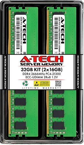 Miniatura 21 de A-Tech Servidor 4GB DDR4 2133MHz PC4-17000 ECC UDIMM 1Rx8 Rango único 1.2V ECC sin búfer DIMM 288-Pin Server & Workstation RAM módulo