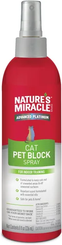 Nature's Miracle Advanced Platinum - Aerosol repelente de bloques de mascotas para gatos, 8 onzas, ayuda de entrenamiento en interiores para gatos