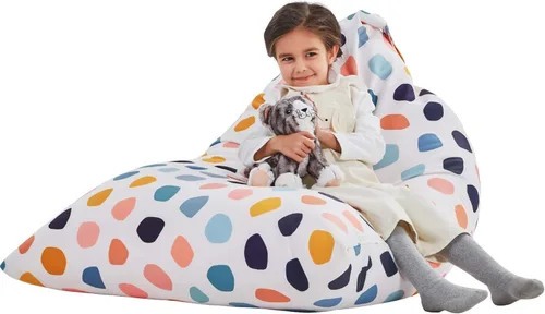 Miniatura 8 de Funda para puf de almacenamiento de animales de peluche para niños, adolescentes (sin relleno) 250 L, lavable, funda grande para puf para organizar