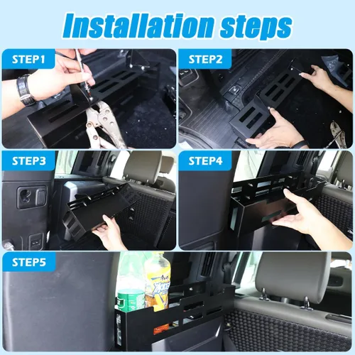 Miniatura 7 de YIWANG Organizador de cesta de almacenamiento de maletero de automóvil de aleación de aluminio negro para Land Rover Defender 110 2020-2022