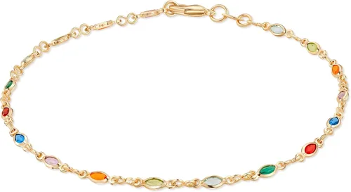 Miniatura 7 de Barzel Tobillera baguette bañada en oro de 18 quilates y cristal multicolor