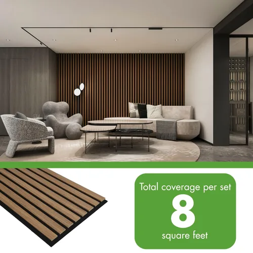 Miniatura 4 de Art3d Paquete de 4 paneles de listones de madera insonorizados de 12 x 24 pulgadas, paneles de pared acústicos de 8 pies cuadrados, paneles de pared