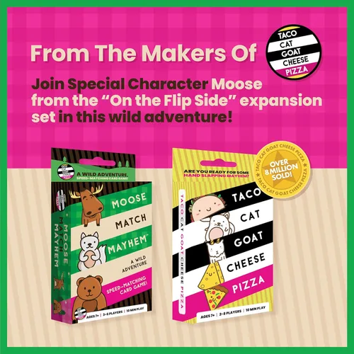 Miniatura 7 de Moose Match Mayhem - por Taco Cat Goat Cheese Pizza - Un juego de cartas de aventura salvaje, juego de cartas a juego de velocidad. Fácil, rápido