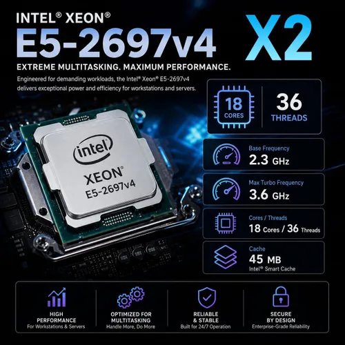 Miniatura 4 de Estación de trabajo de computadora de escritorio para juegos Combo CPU dual – 2 X E5-2697V4 (36 núcleos/72 hilos), RTX 5060, 128 GB DDR4 RAM, 1 TB