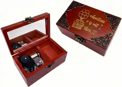 Miniatura 23 de Youtang You are My Sunshine - Caja de música de joyería con espejo, caja musical de madera grabada con láser, caja de música a cuerda, regalo