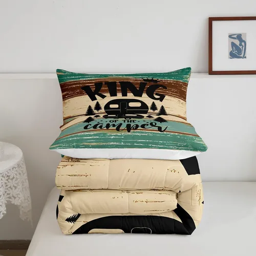 Miniatura 6 de Juego de edredón de camper tamaño matrimonial, edredón acolchado para adolescentes y niños, juego de ropa de cama rústica de granja para niños
