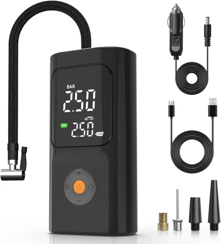 Miniatura 9 de PARDUS Inflador de neumáticos, compresor de aire portátil, bomba de aire de 150 PSI para neumáticos de automóvil con medidor de presión digital