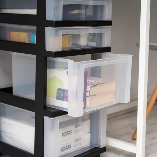 Miniatura 8 de IRIS USA Organizador de almacenamiento de cajones de plástico, carrito rodante, con ruedas giratorias, 4 cajones, para aula, suministros de arte