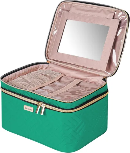 Miniatura 8 de BAFAMYE Bolsa de Maquillaje de Viaje de Doble Capa para Mujeres, Estuche Cosmético Grande, Organizador para Accesorios de Tamaño de Viaje, Botellas