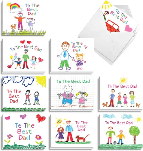 Miniatura 7 de The Best Card Company Juego de 20 tarjetas de notas en blanco surtidas para el Día del Padre, 4 x 5.12 pulgadas con sobre para papá, papá, papá