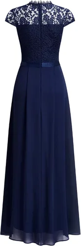 Miniatura 7 de Miusol Vestido largo formal de dama de honor con cuello redondo y encaje floral para mujer