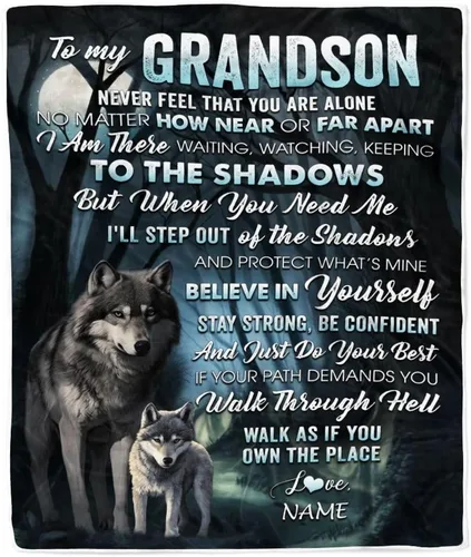 Miniatura 22 de Manta personalizada con texto en inglés «To My Grandson from Grandma Grandpa You Will Never Lose Lion Nison», manta de forro polar personalizada