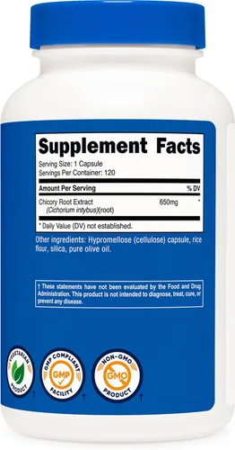 Miniatura 5 de Nutricost Raíz de achicoria de 650 mg por cápsula - 120 cápsulas a base de plantas, sin OMG, sin gluten