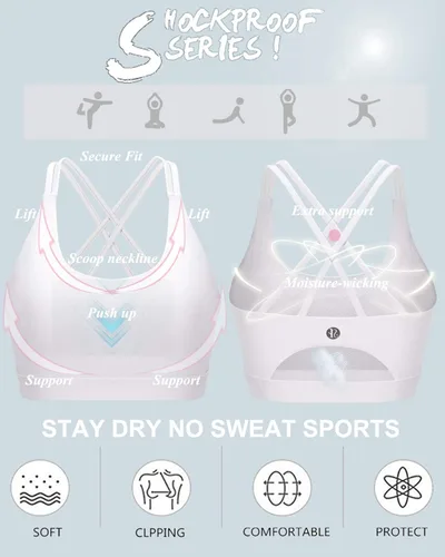 Miniatura 3 de RUNNING GIRL - Brasier deportivo con tirantes delgados para mujer brasier de yoga con soporte medio copas extraíbles y espalda cruzada