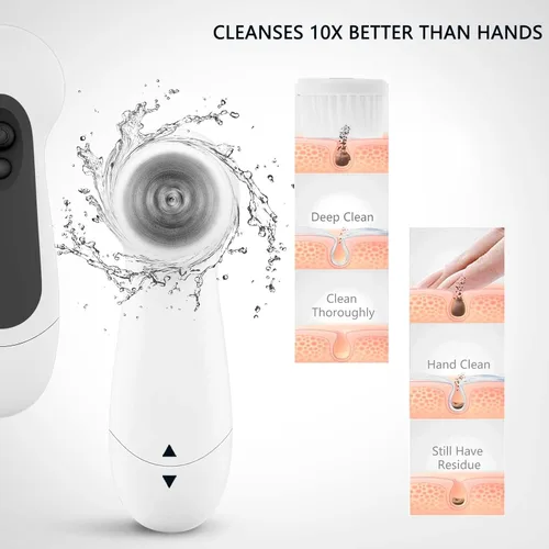 Miniatura 5 de CLSEVXY - Juego de cepillos giratorios de limpieza facial resistente al agua, con 5 cabezales de cepillo exfoliante - Cepillo limpiador facial