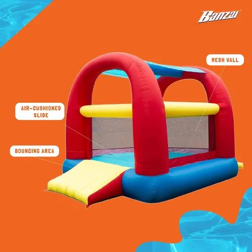 Miniatura 3 de Banzai Bounce 'N' Slide Cool Canopy - Casa inflable para interiores y exteriores con tobogán y soplador