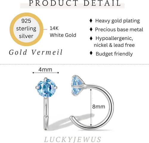 Miniatura 26 de Aretes pequeños de plata de ley 925 para mujer
