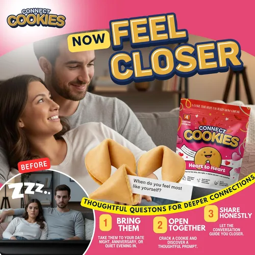 Miniatura 3 de ConnectCookies - Galletas de la fortuna de corazón a corazón para parejas (4 piezas), iniciadores de conversación románticos para una cita nocturna