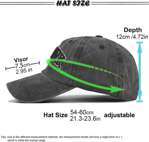 Miniatura 4 de Sombrero de béisbol New York Distressed-Adjustable Strapback - Sombrero de sarga lavada unisex, talla única