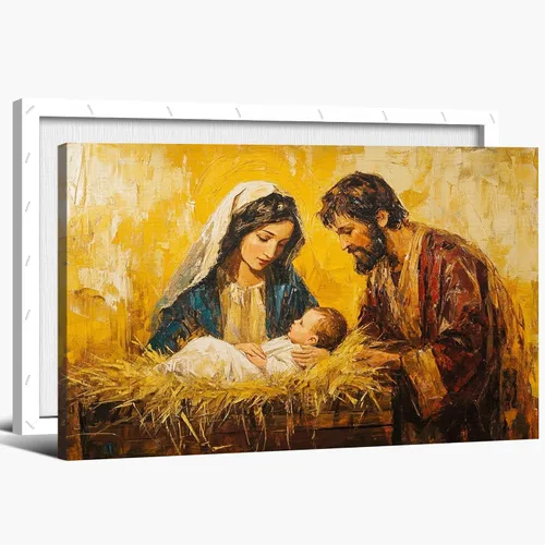Miniatura 11 de Arte de pared en lona de Jesús y Cordero, Imagen de Jesús Corriendo tras la Oveja Perdida, Arte de pared religioso de Jesús Dejando las 99, Pinturas