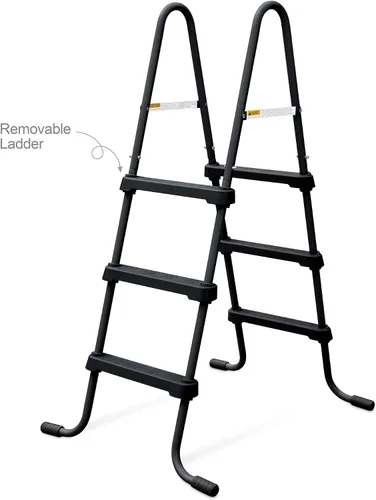 Miniatura 2 de Funsicle SureStep - Escalera de piscina de acero ligero de 3 escalones para exteriores con pies antideslizantes para uso en exteriores, color negro