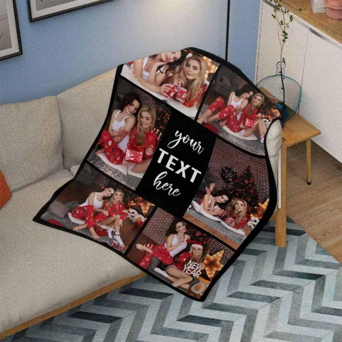 Miniatura 4 de InterestPrint Manta personalizada con nombre, 6 fotos, manta personalizada para aniversario, boda, para marido, esposa, amantes, 6 tamaños