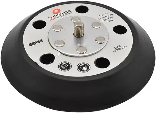 Almohadillas y abrasivos superiores RSP33 de 5 pulgadas de diámetro – 5/16 pulgadas – 24 UNF almohadilla de gancho y bucle roscado con 5 agujeros de