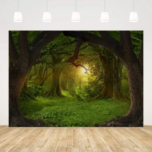 Miniatura 3 de MEHOFOND Telón de fondo de bosque de selva encantado de 7 x 5 pies, paisaje natural, fotografía, fondo, decoración de fiesta de cumpleaños