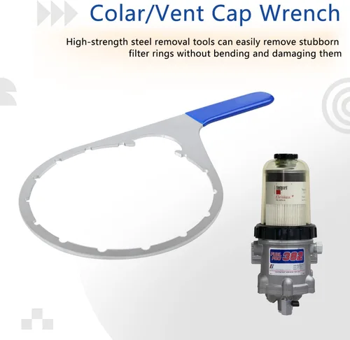 Miniatura 5 de Llave de filtro de combustible con tapa de collar/ventilación de 6 pulgadas para 380134 382 compatible con motores de camiones diesel Detroit, llave