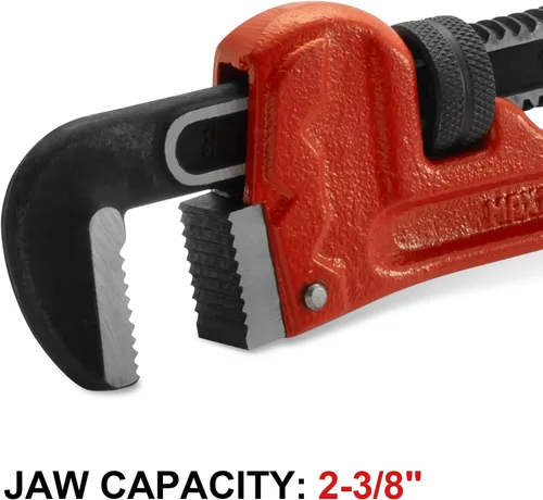 Miniatura 4 de MAXPOWER Llave de tubo recto de 12 pulgadas, llave de fontanero ajustable resistente, herramienta de plomería de acero tratado térmicamente