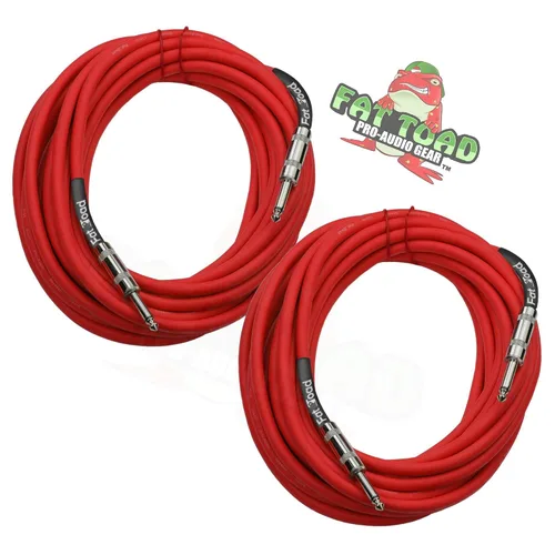 Miniatura 2 de Fat Toad Cables de altavoz de 25 pies de 1/4 pulgadas (serie Rojo-Flexpro), paquete de 2 cables de audio para DJ con conectores macho Jack, cable