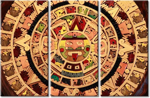 Miniatura 32 de Arte de pared de 3 piezas, pintura en lienzo del Día de los Muertos, Bailarín azteca, impresión sobre lienzo, festival mexicano, obra de arte