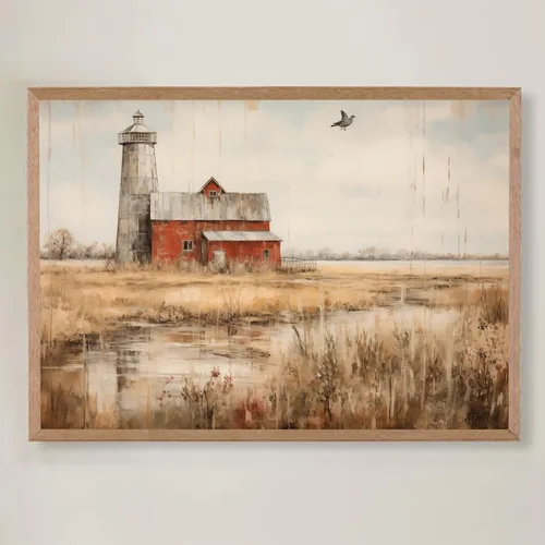 Miniatura 25 de BACKYMRJCART Arte de pared vintage de paisaje de campo de flores silvestres, paisaje, paisaje rústico, arte de pared, naturaleza, prado, pintura