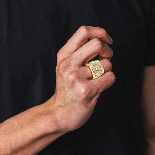 Miniatura 3 de Dochais 3 anillos para hombres y mujeres, de acero inoxidable, con circonita cúbica, de eslabones cubanos gruesos, vintage, con sello