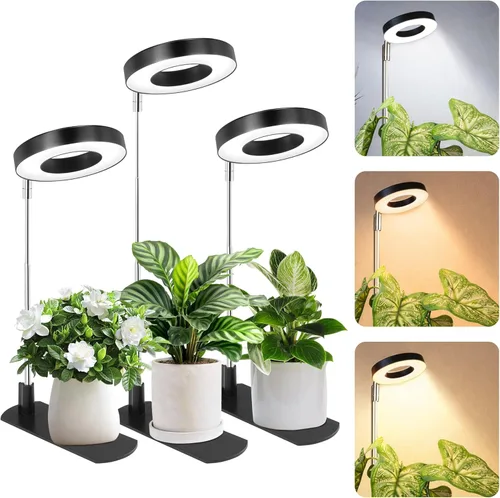 Miniatura 9 de LBW Luz de cultivo para plantas de interior, luz de cultivo de plantas de halo de espectro completo con base, lámpara de cultivo de plantas